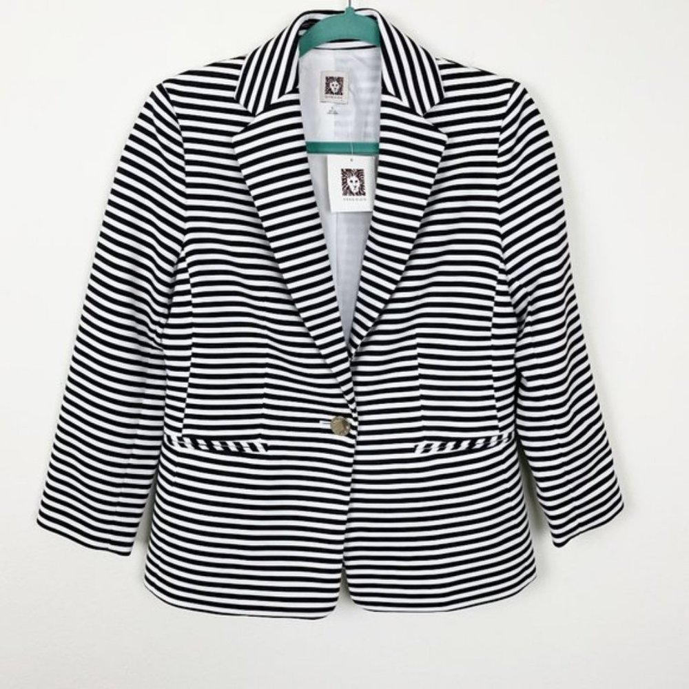 NWT Anne Klein Black & White Striped Blazer